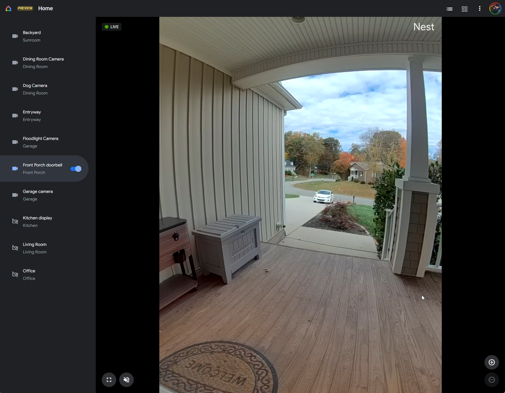 google home web camera