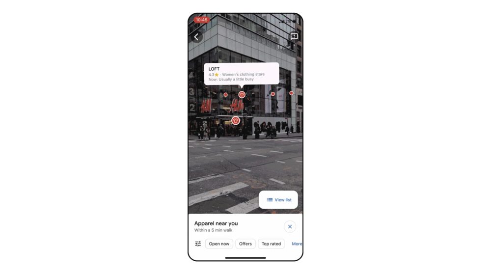 Google Maps Live View search