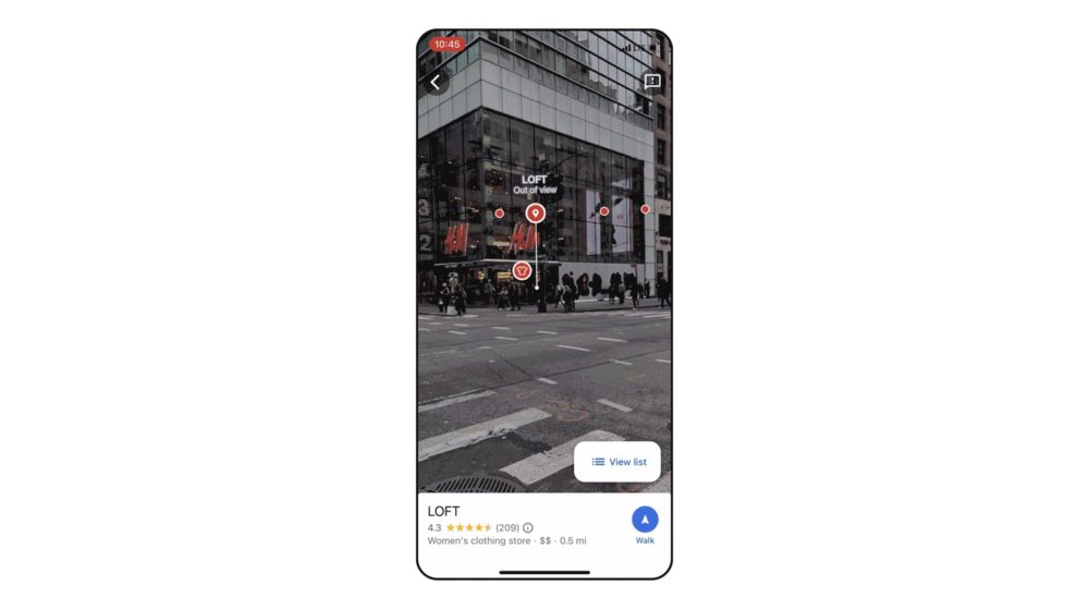 Google Maps Live View search