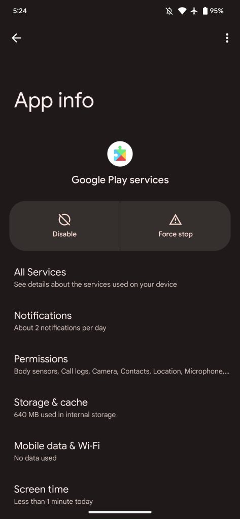 Google Play services description