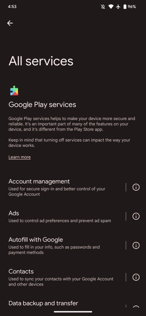 Description of Google Play Services