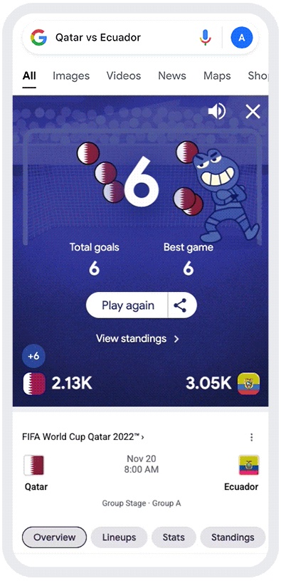 Google: Google has a FIFA World Cup 2022 mini-game on mobiles: Here's how to  play, score and team standings - Times of India