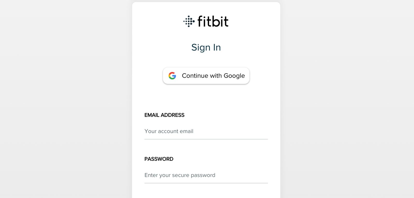 Fitbit Google sign-in