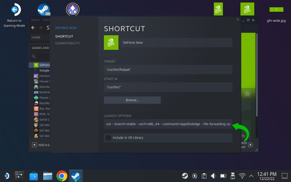 Steam Deck Launch Options Geforce Now