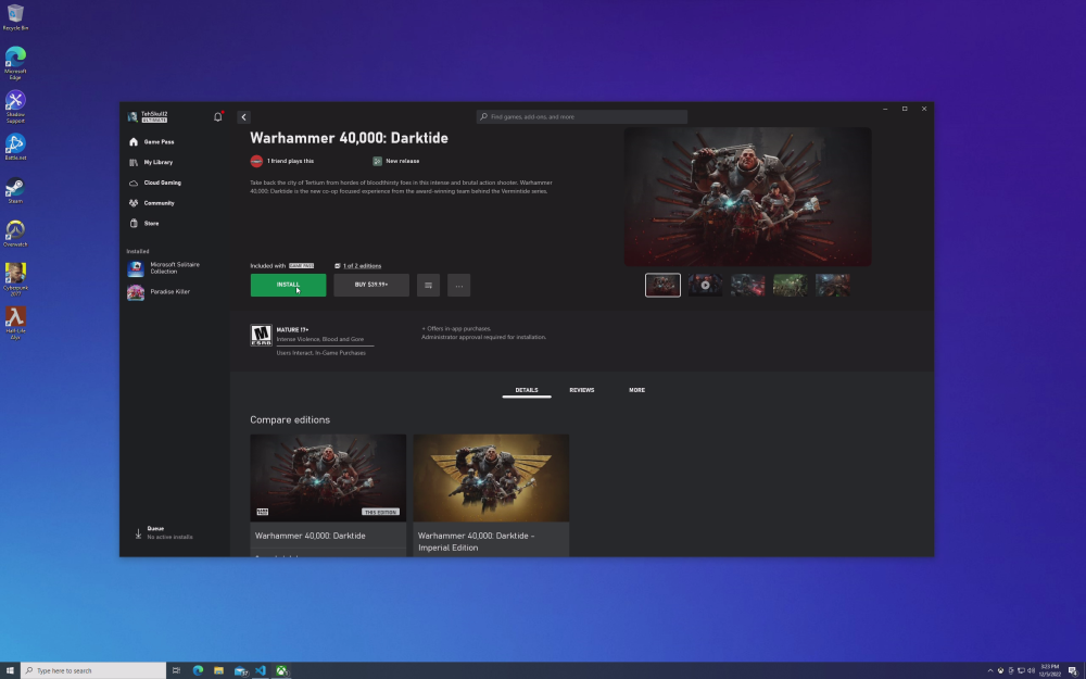 Xbox PC Game Pass titles are available through Shadow streaming