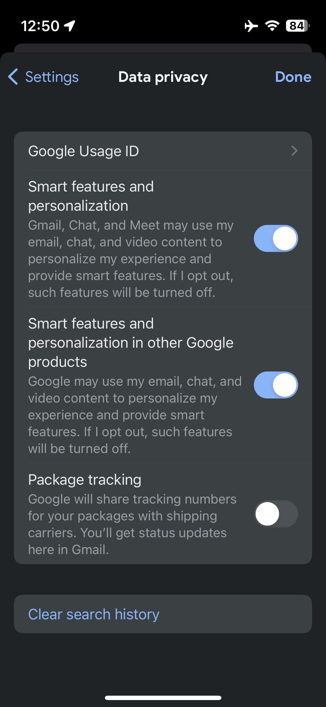 Seguimiento de paquetes en Gmail