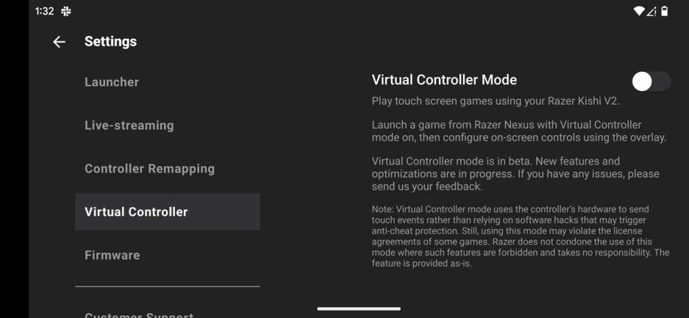 virtual controller mode Razer