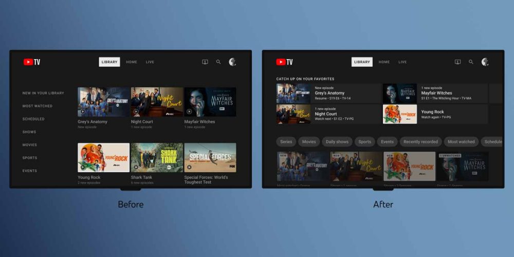 YouTube TV redesigns the Library and Live Guide with personal suggestions