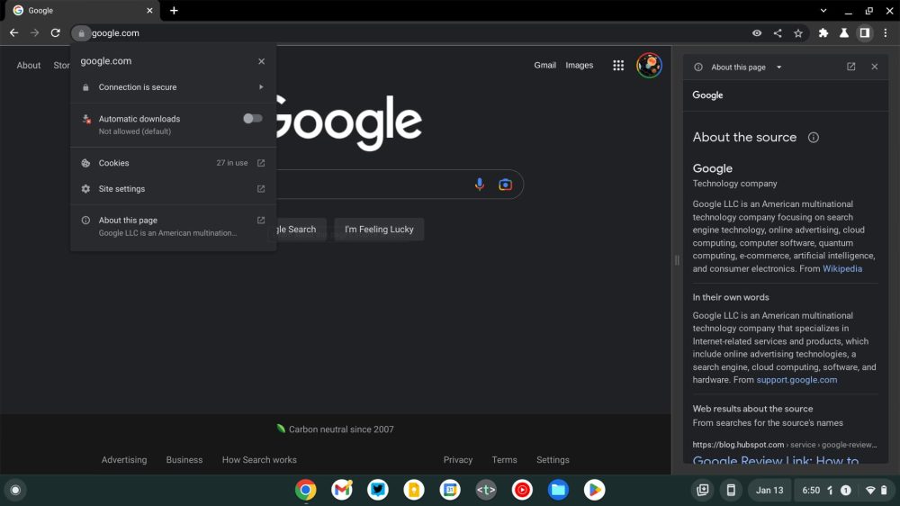 Chromeos 109 About This Page