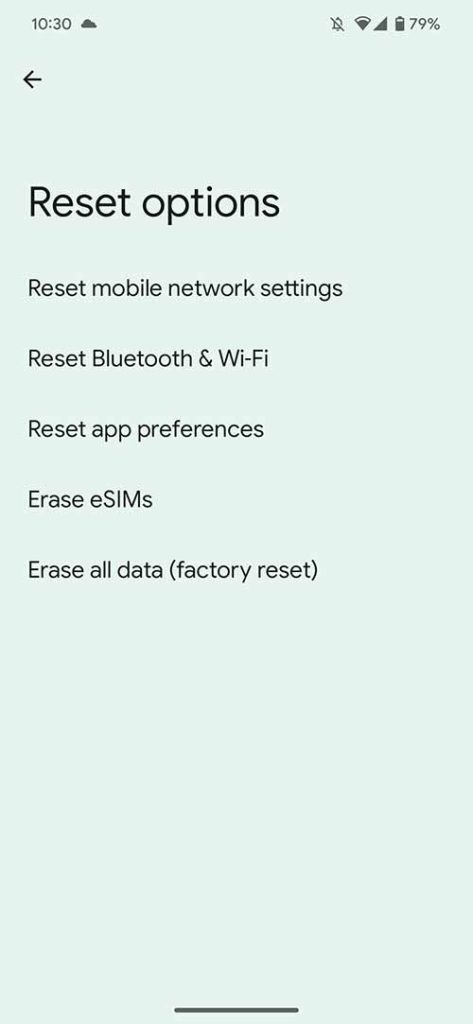 android wi-fi bluetooth reset