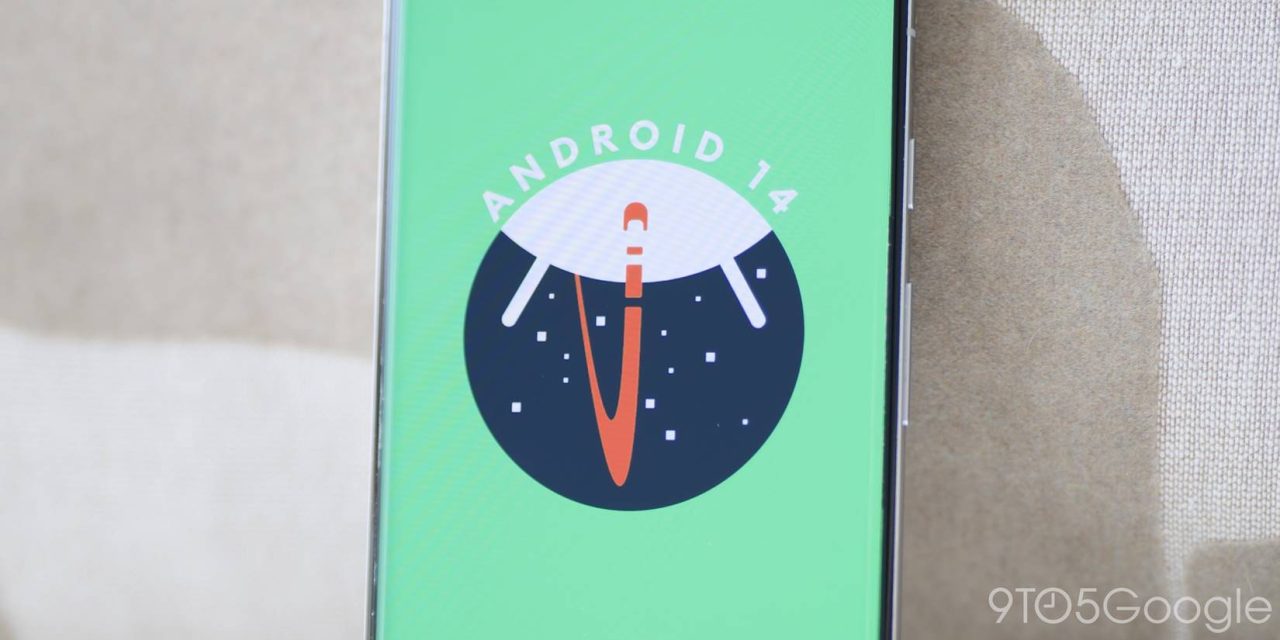 Android 14 logo on a Pixel phone