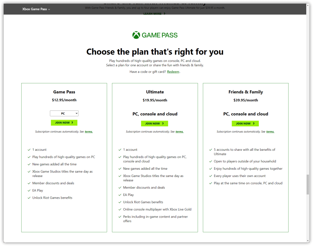 Xbox Game Pass Ultimate includes PC and Xbox games for $14.99 per