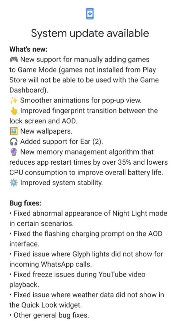 Newest Nothing Phone (1) Update brings Ear (2) support and improved memory usage