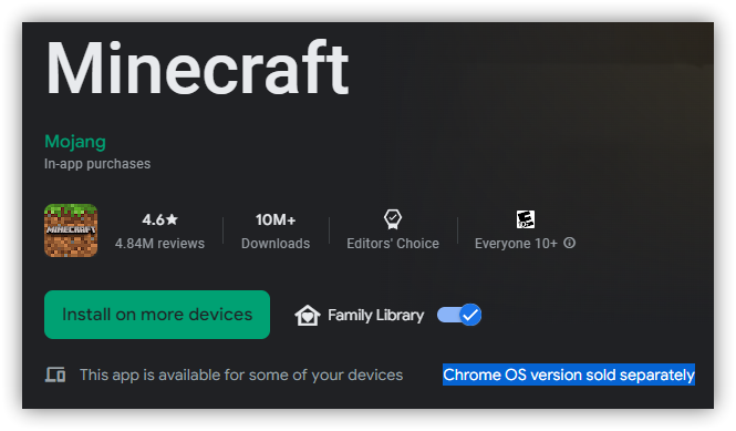 Minecraft is officially coming to Chromebooks with a $13 upcharge over Android