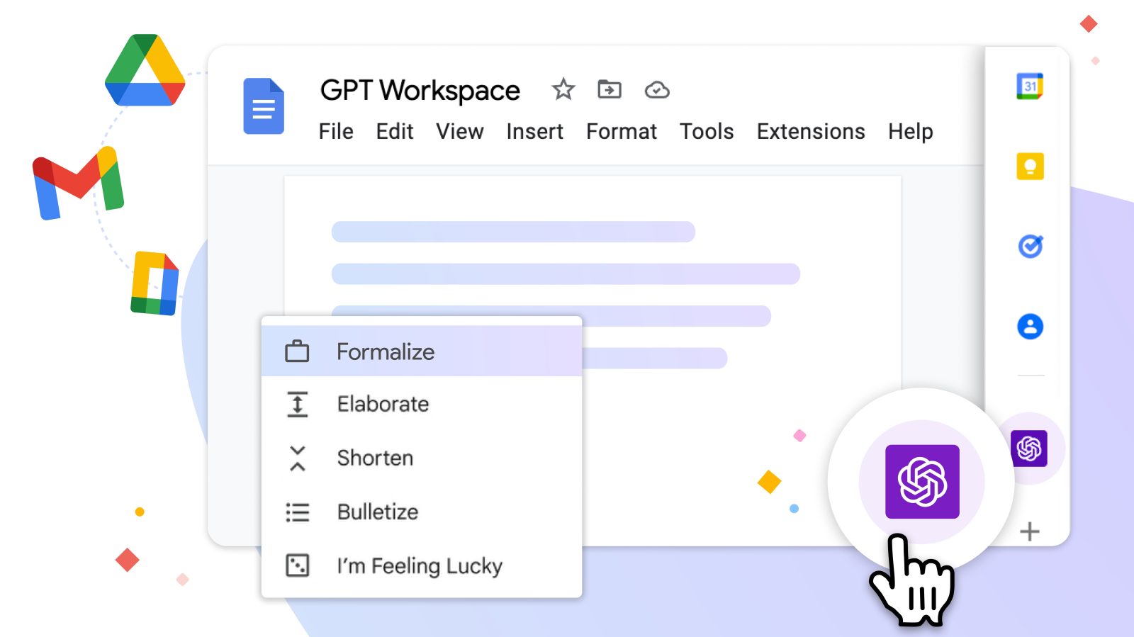 Inserisci ChatGPT direttamente in Google Documenti, Fogli, Gmail e altro ancora