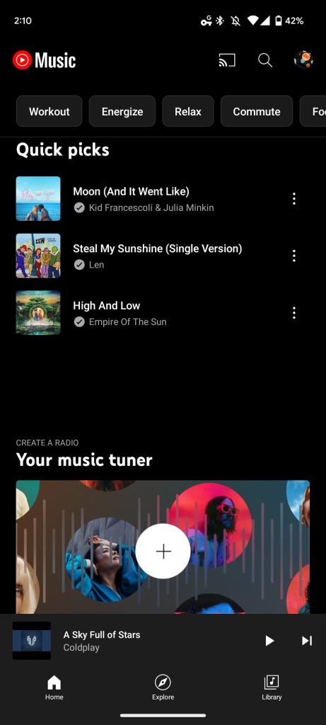 YouTube Music bug clips album art in Now Playing