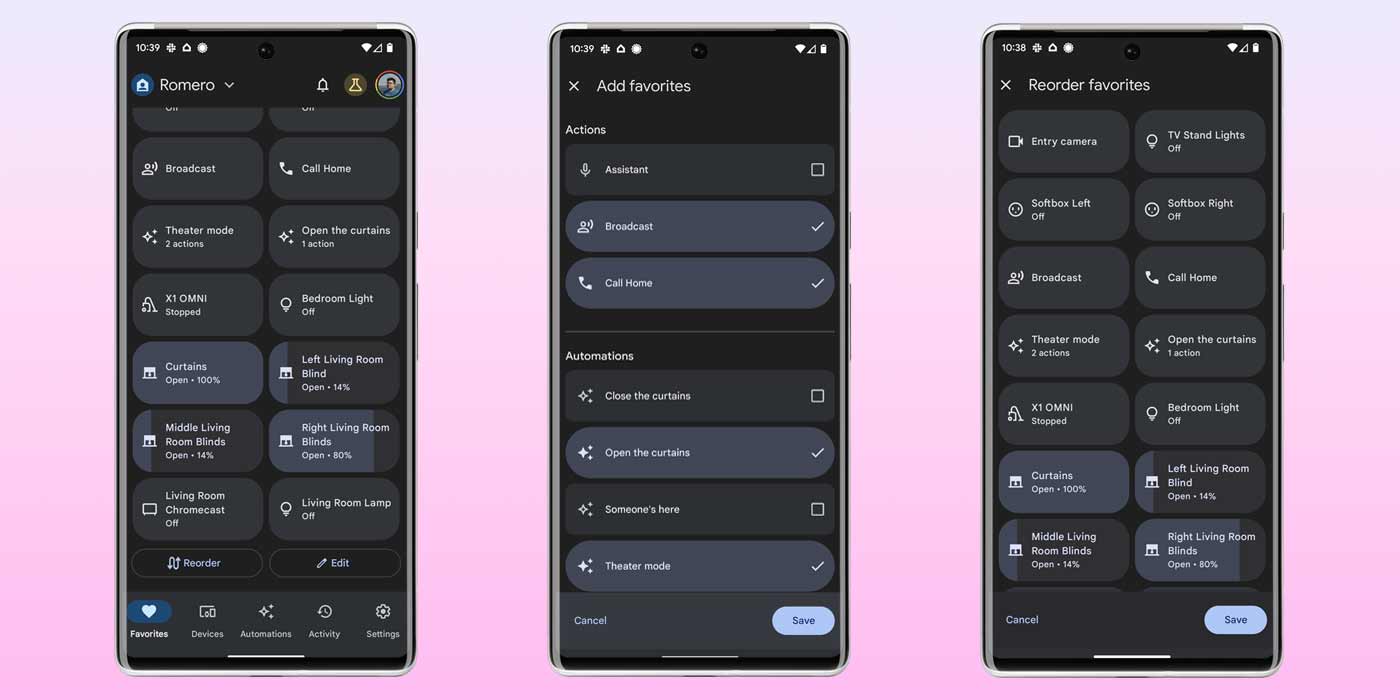 How to reorder and edit favorite devices in new Google Home app