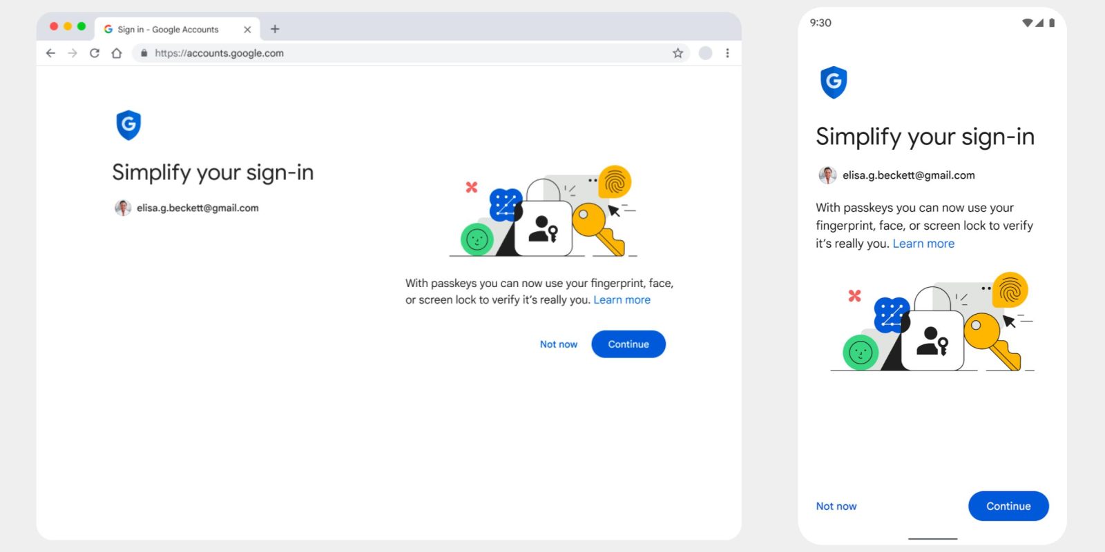 Google Account passkeys