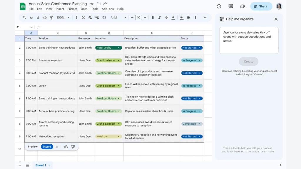 Google Sheets Duet Ai