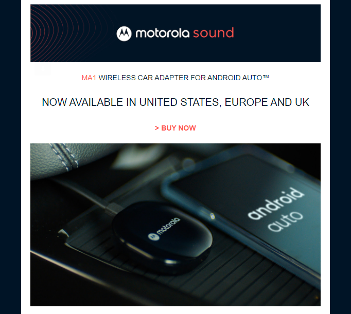 Motorola MA1 Wireless Car Android Auto Adapter in Europe & UK