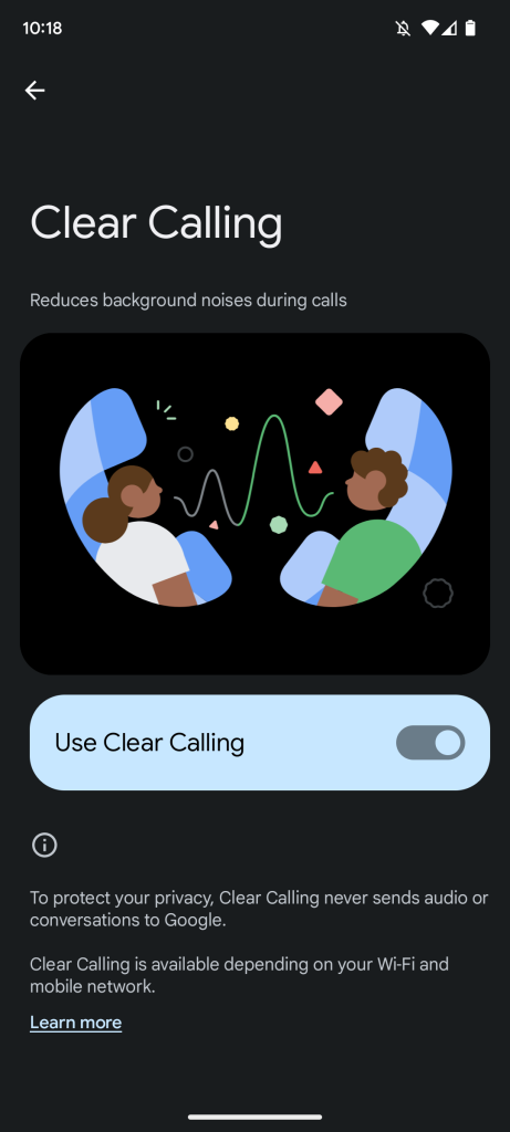 pixel 7a clear calling