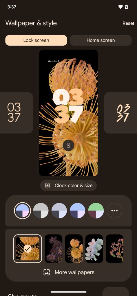 Android 14 lockscreen clocks