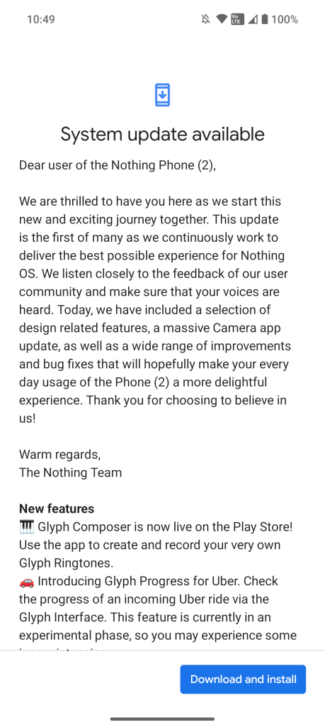 Nothing Phone (2) gets launch day update with camera improvements, fixes