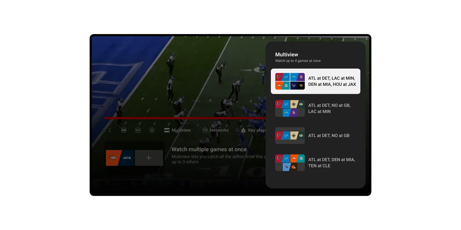The quickest way to find YouTube TV NFL Sunday Ticket Multiview