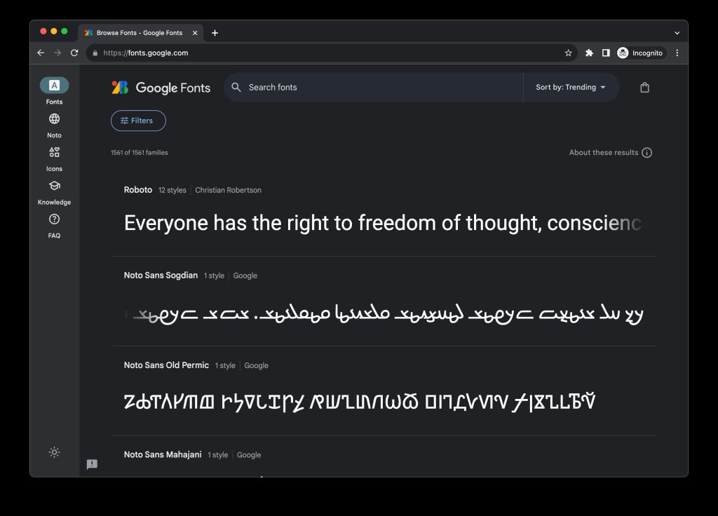 Google Fonts redesign