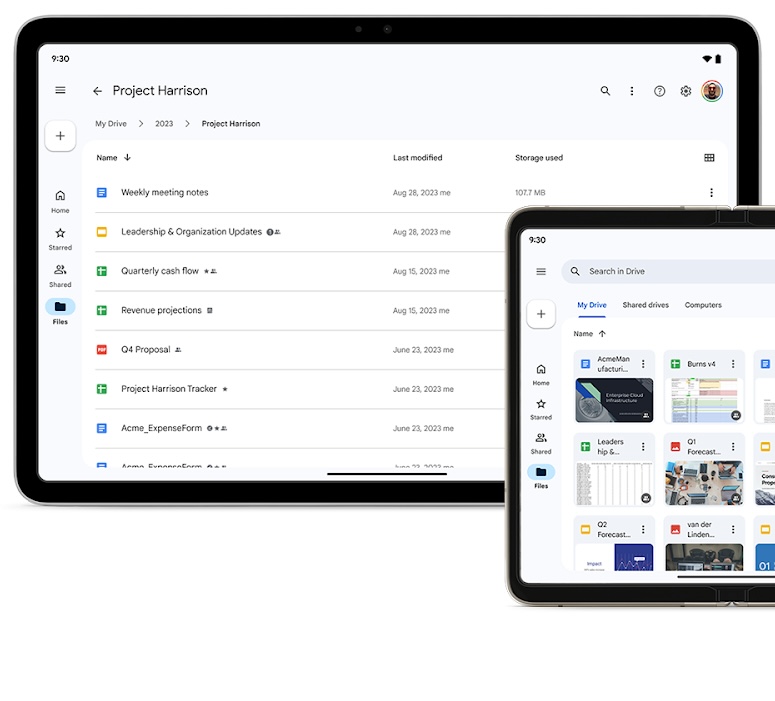 Google Drive tablet website
