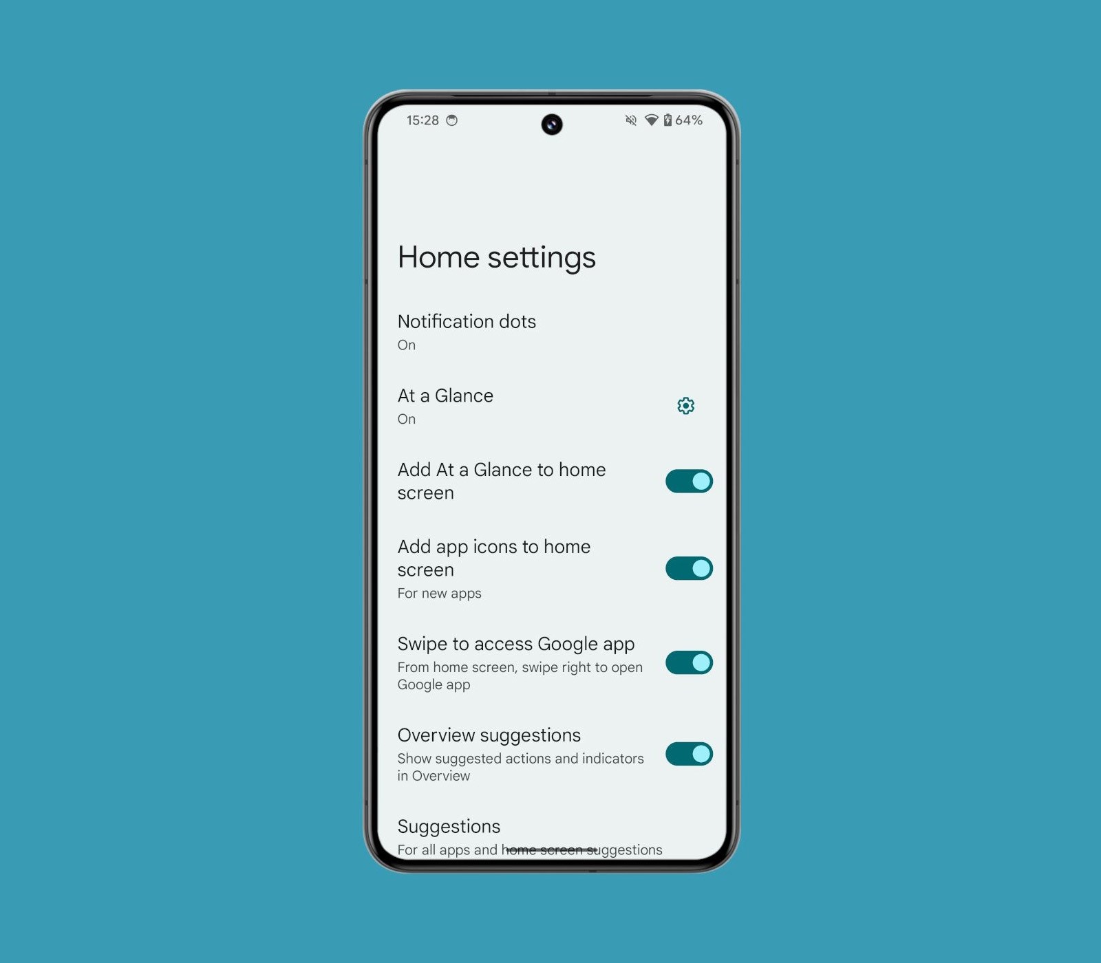 Pixel Launcher will let you turn off At a Glance widget