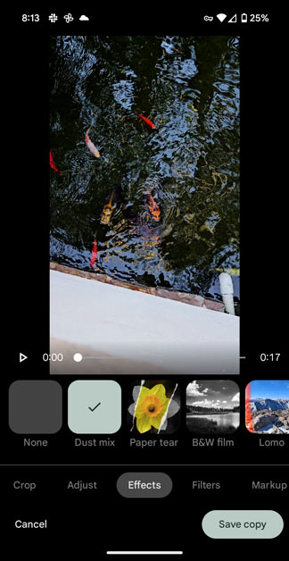 google photos video effects