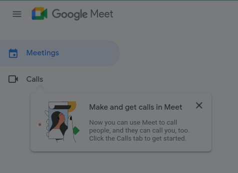 Google Meet web app unified with 'Calls' tab