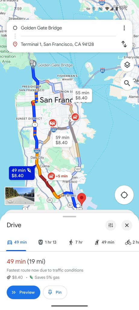 Google Maps directions redesign