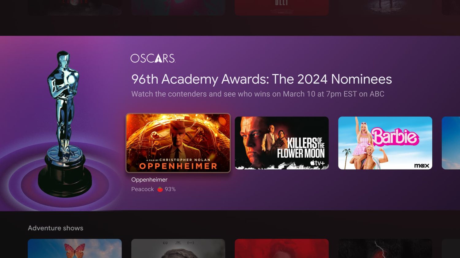 Imagen relacionada con Google TV celebra los Oscar 2024 con más de 30 películas nominadas disponibles de forma gratuita