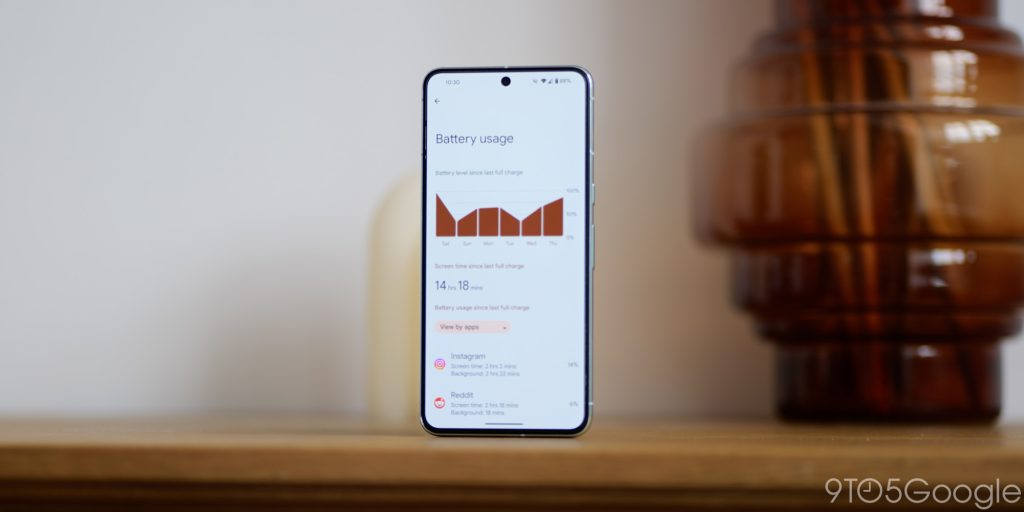 Google Pixel 8 Pro battery usage screen