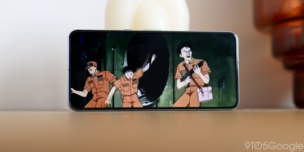 Google Pixel 8 Pro display watching Akira movie