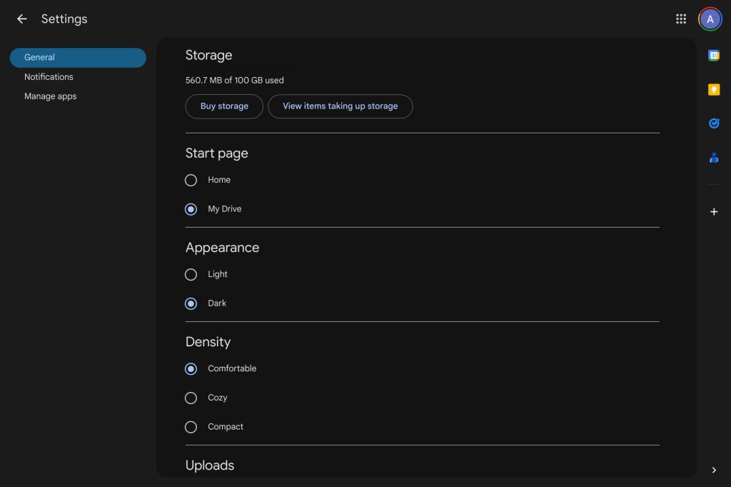 Google Drive web app is getting a dark theme