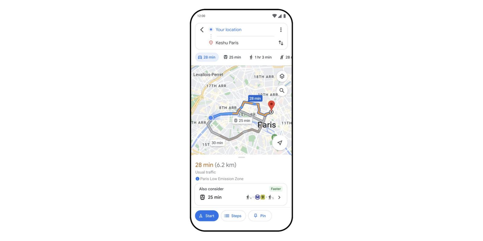 Google Maps driving walking