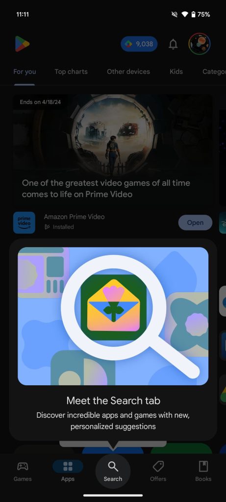 Google Play Search tab redesign introduces persistent bottom bar
