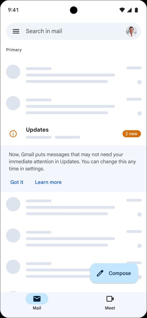 Gmail Updates inbox