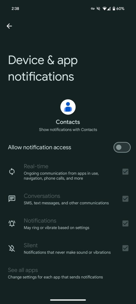 Google Contacts widget rolling out message, call notifications