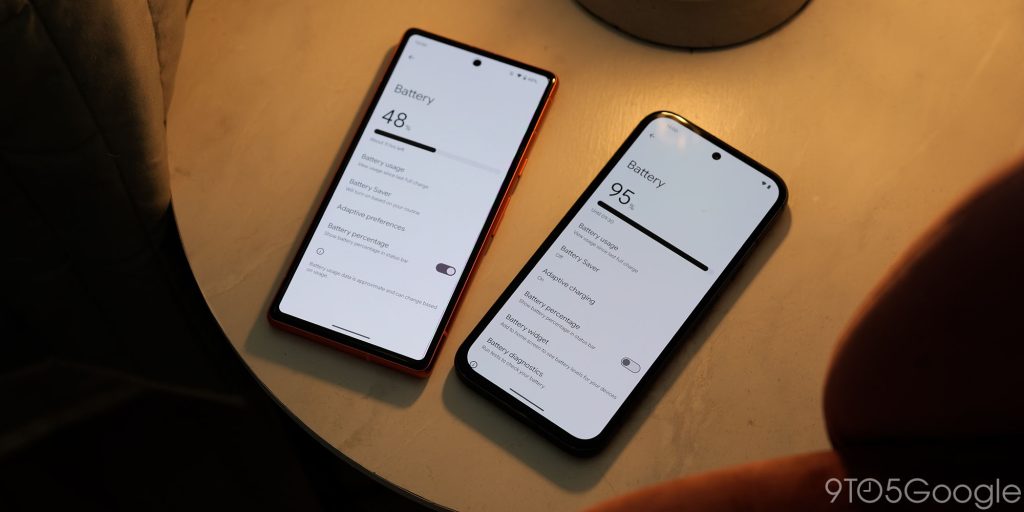 Pixel 7a and Pixel 8a battery screens