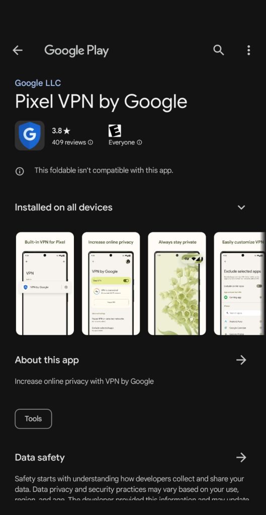 GOOGLE VPN PIXEL visual data 7