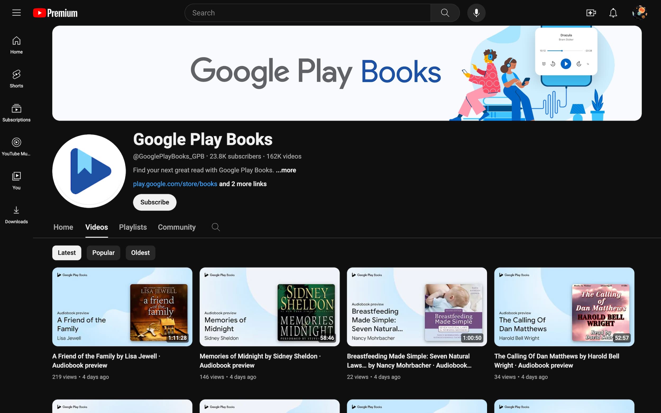 Google Play Books puts audiobook previews on YouTube