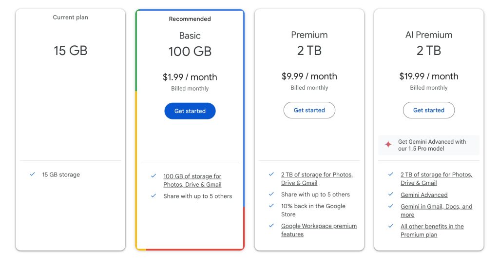 CENTRO DE AYUDA DE GOOGLE ONE visual data 2