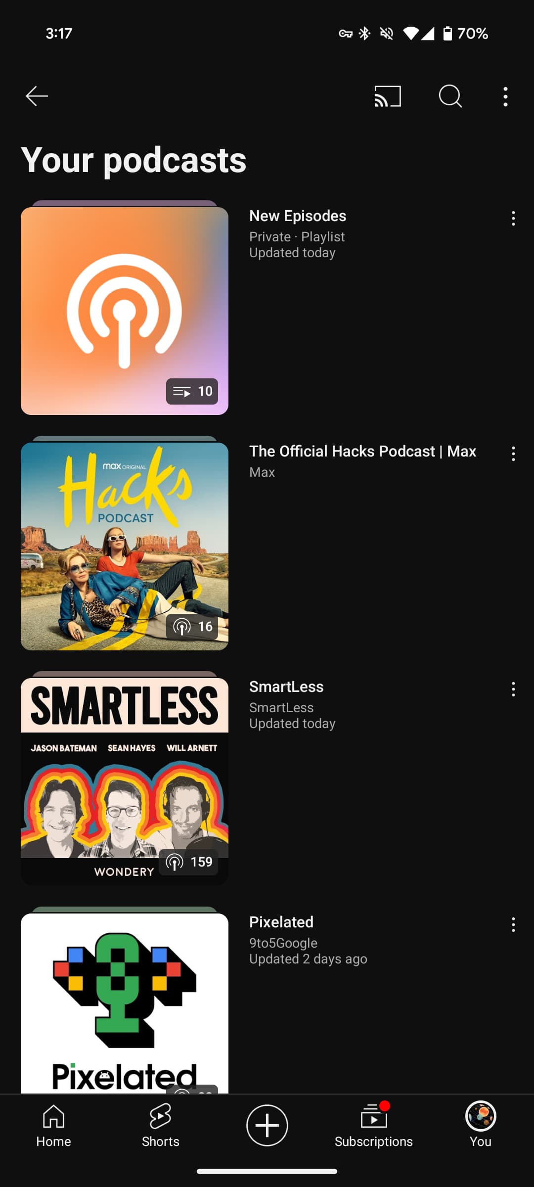 YouTube Your podcasts