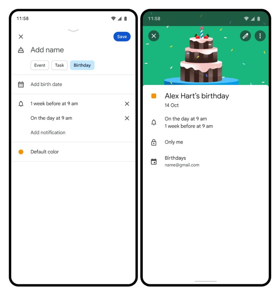 Google Calendar for Android will let you manually add birthdays