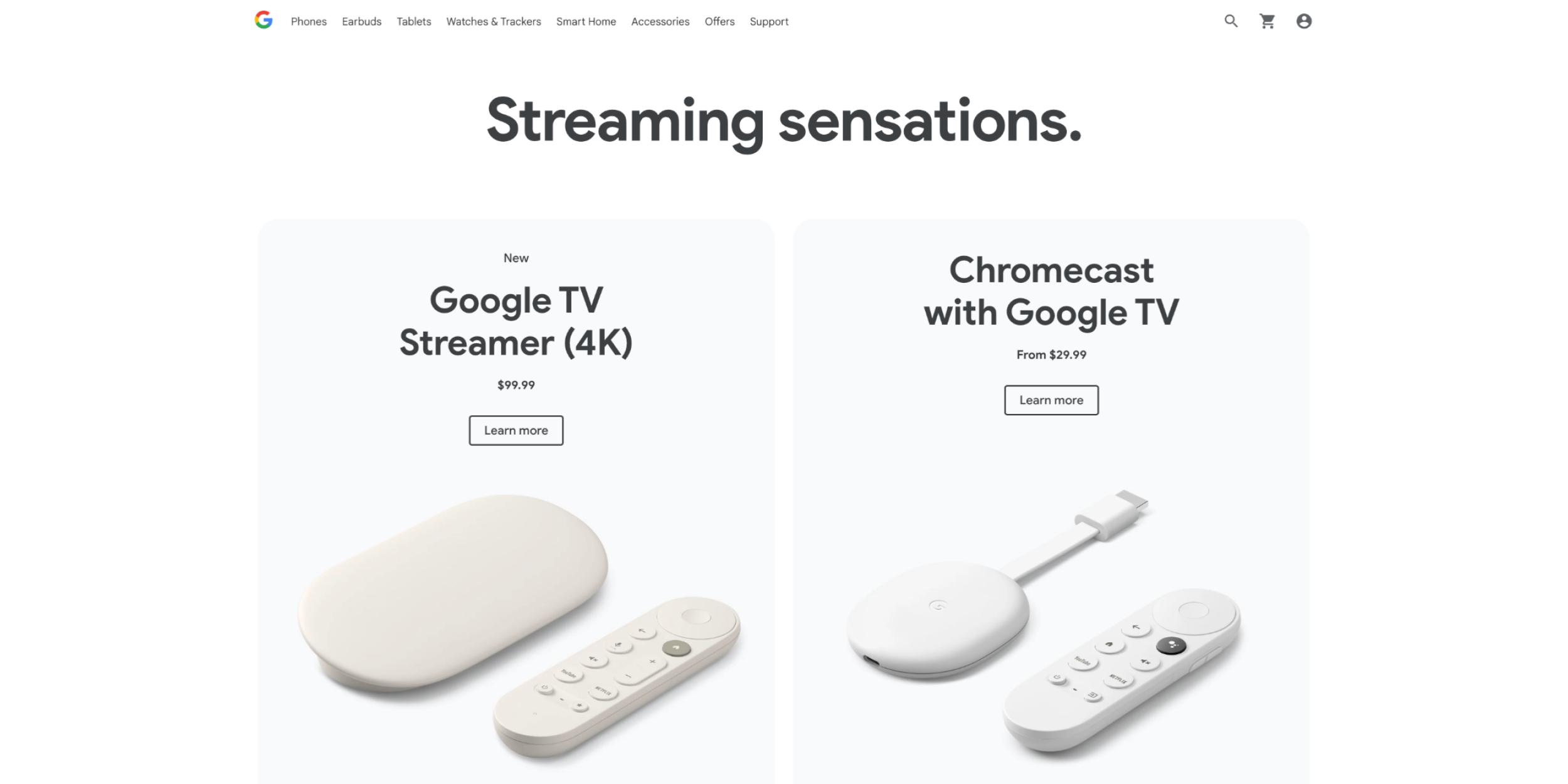 Google Store puts Chromecast with Google TV next to Streamer