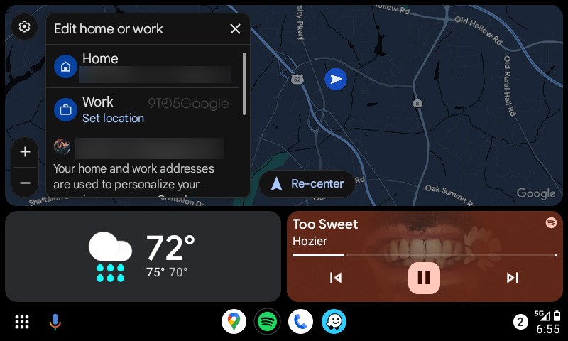 Google Maps improves home and work addresses on Android Auto